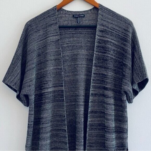 Eileen Fisher Knit Tencel Kimono Cardigan Womens Small / Medium Black Gray $298 - Picture 7 of 14